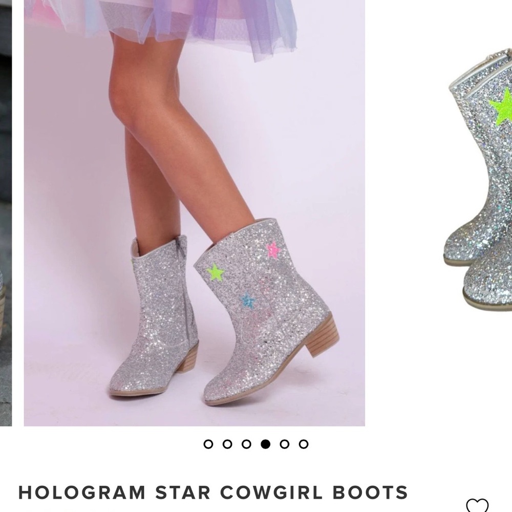 Lola + The Boys Silver Hologram Star Cowgirl Boots